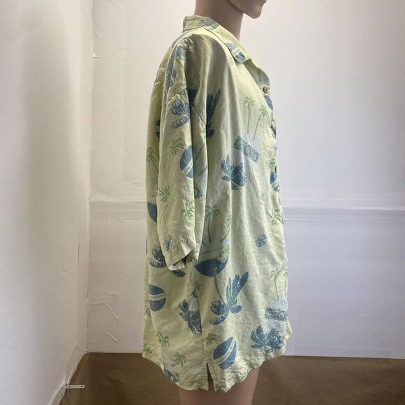 Tommy Bahama Mens Silk Hawaiian Shirt Button Down Size XL‎ Ivory Green,Hawaiian - Picture 3 of 13